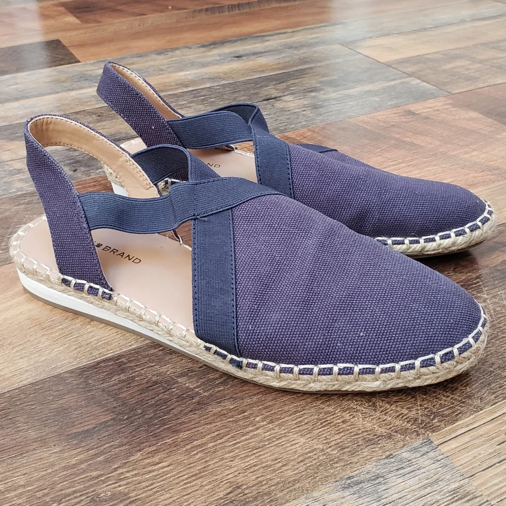 Lucky Brand Rifka Blue Canvas Closed Toe Espadrille Sandal, Size 7